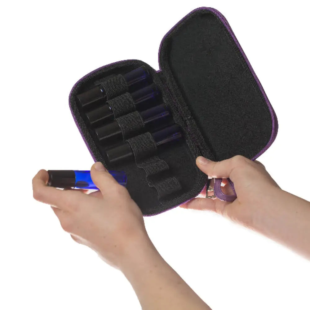 doTERRA Branded Wristlet Hard Shell Roll-on Travel Case (Holds 6 - 10 ml Roll-ons) Aroma Ready™ Black