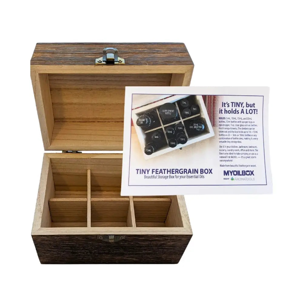 Dōterra Branded Dark Feathergrain Wood Essential Oils Box (Holds 6 Vials)