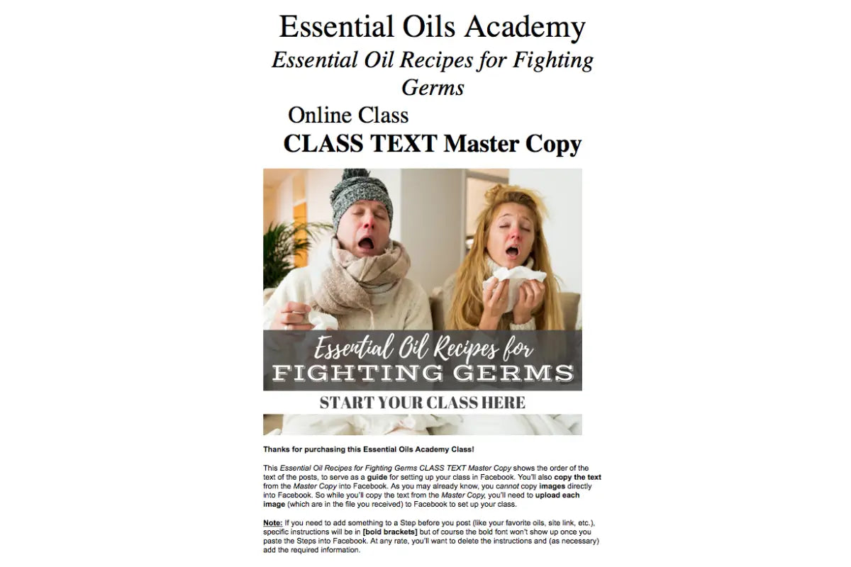 Essential Oil Recipes For Fighting Germs Academy Digital Online Class