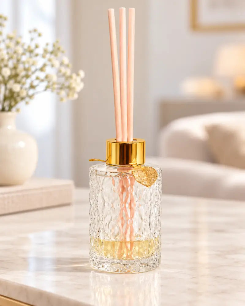 Elegant Essential Oil Glass Reed Diffuser Set with Recipes – (Set of 3 Assorted Styles)