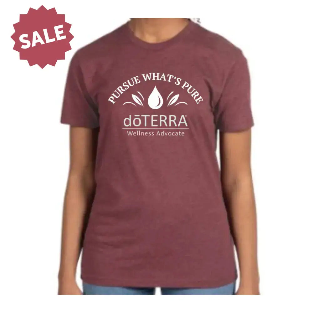 Unisex ’doTERRA® Pursue What’s Pure’ Drop Short-Sleeve Shirt Heather Maroon / Small (S)