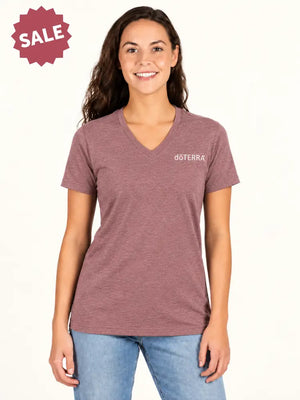 Unisex ’doTERRA®’ Logo Short-Sleeve V- Neck T-Shirt - Heather Mauve / Small (S)