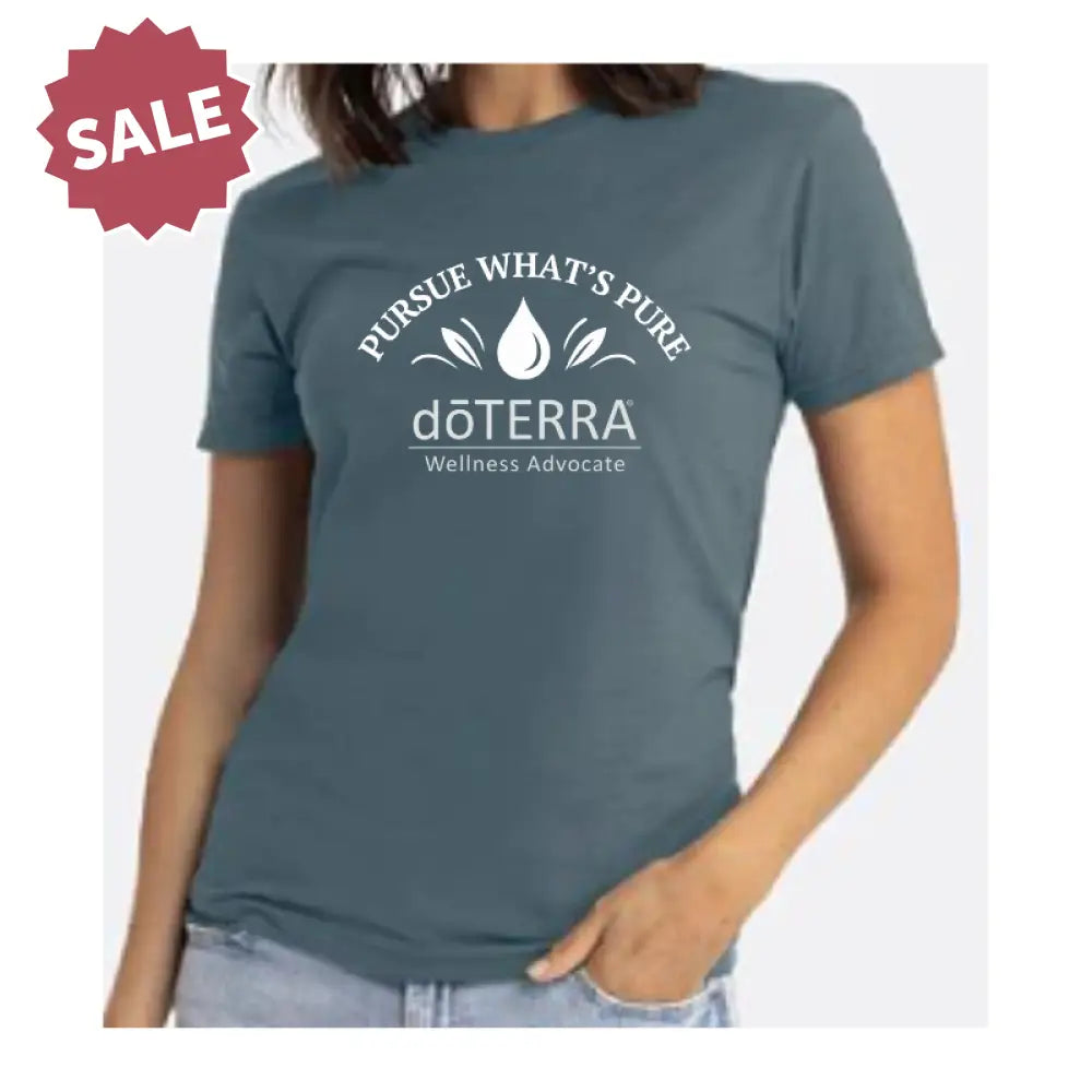 Unisex ’doTERRA® Pursue What’s Pure’ Drop Short-Sleeve Shirt Heather Slate Blue / Small (S)