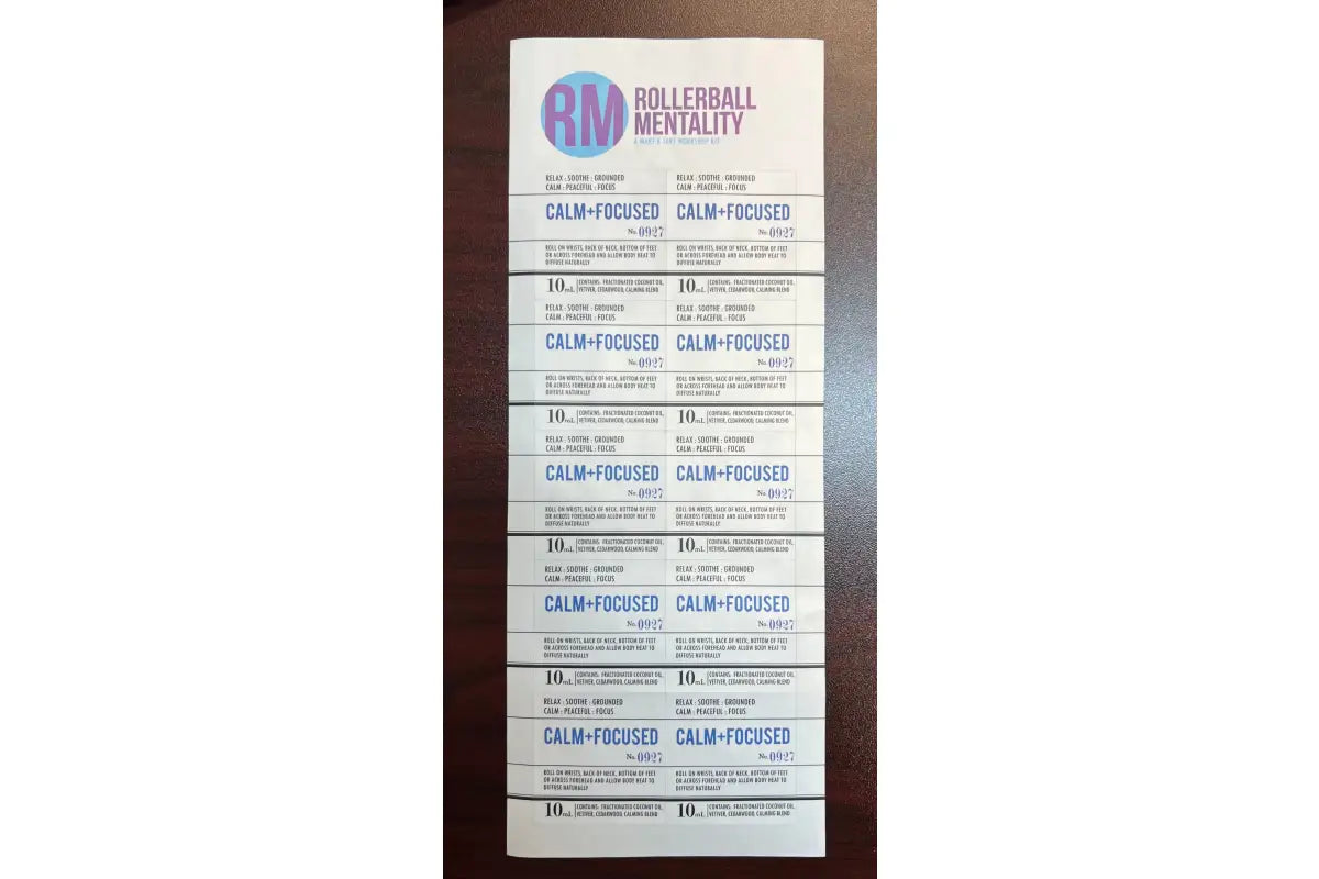 ’Rollerball Mentality’ Calm-Focused Labels (Sheet Of 10)