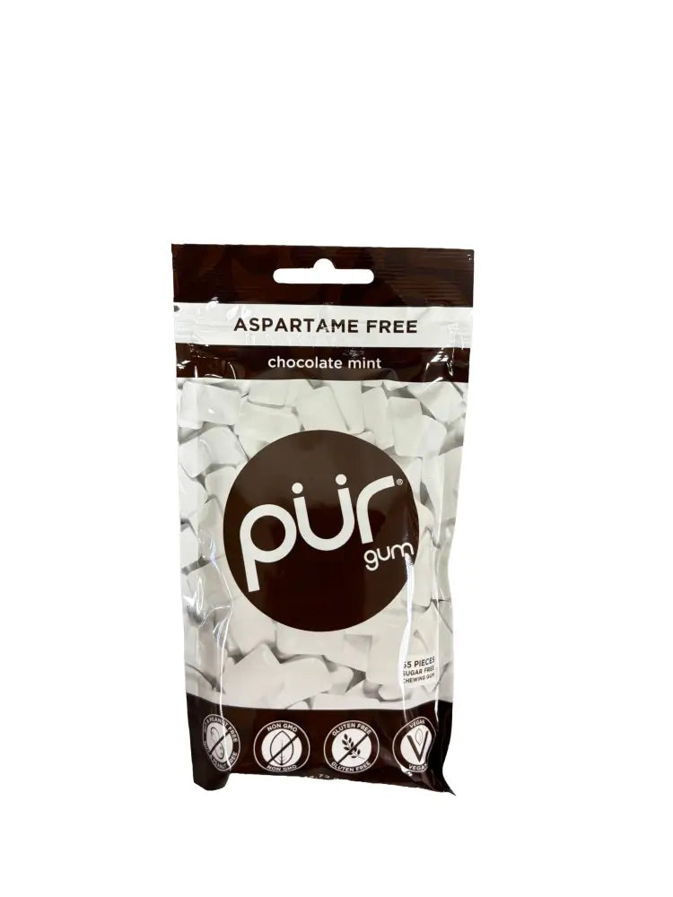 PUR Chocolate Mint Gum - Aspartame Free - Sugar Free 100% Xylitol - (55 Pieces)