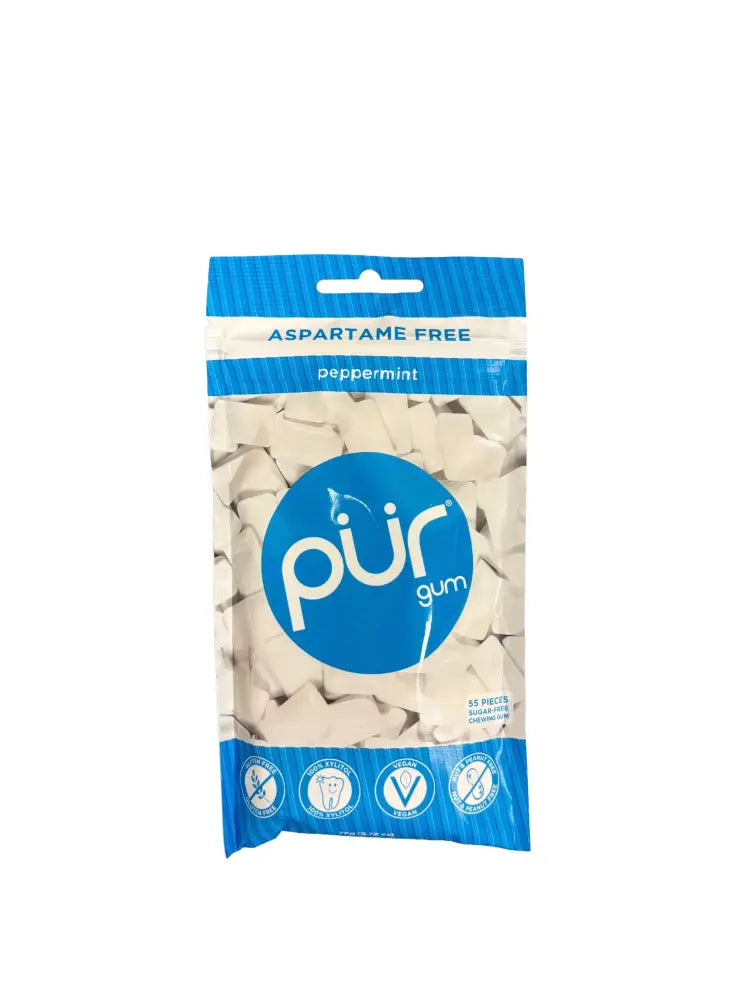 PUR Peppermint Gum - Aspartame Free - Sugar Free 100% Xylitol - (55 Pieces)