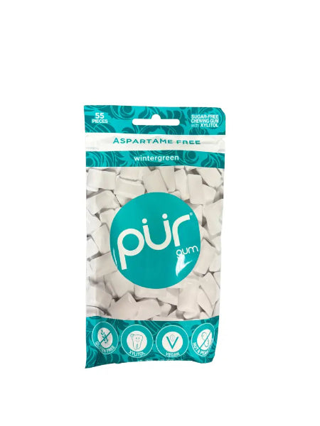 PUR Wintergreen Gum - Aspartame Free - Sugar Free 100% Xylitol - (55 Pieces)