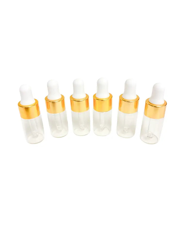3 ml Clear Glass Vials with White Dropper Caps (Pack of 6)