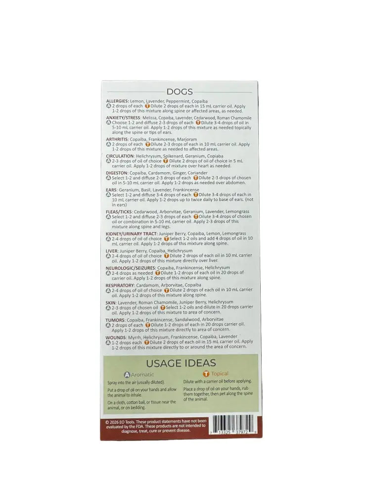 ’Essential Oils for Dogs and Cats’ Reference Cards (Pack of 25)