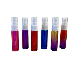 10 ml Rainbow-colored Glass Vials with White Misting Spray Tops (Pack of 6)