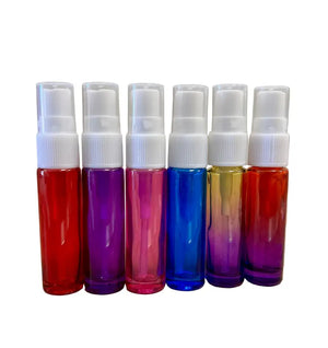 10 ml Rainbow-colored Glass Vials with White Misting Spray Tops (Pack of 6)