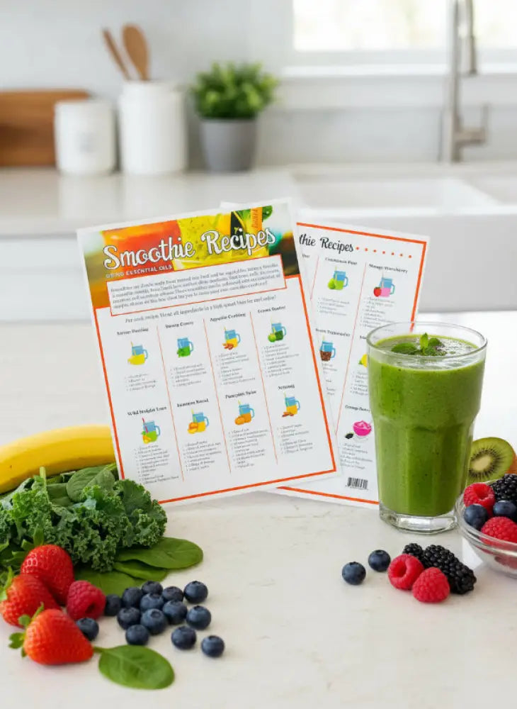 Smoothie Recipes using Essential Oils Chart (8-1/2’’ x 11’’)
