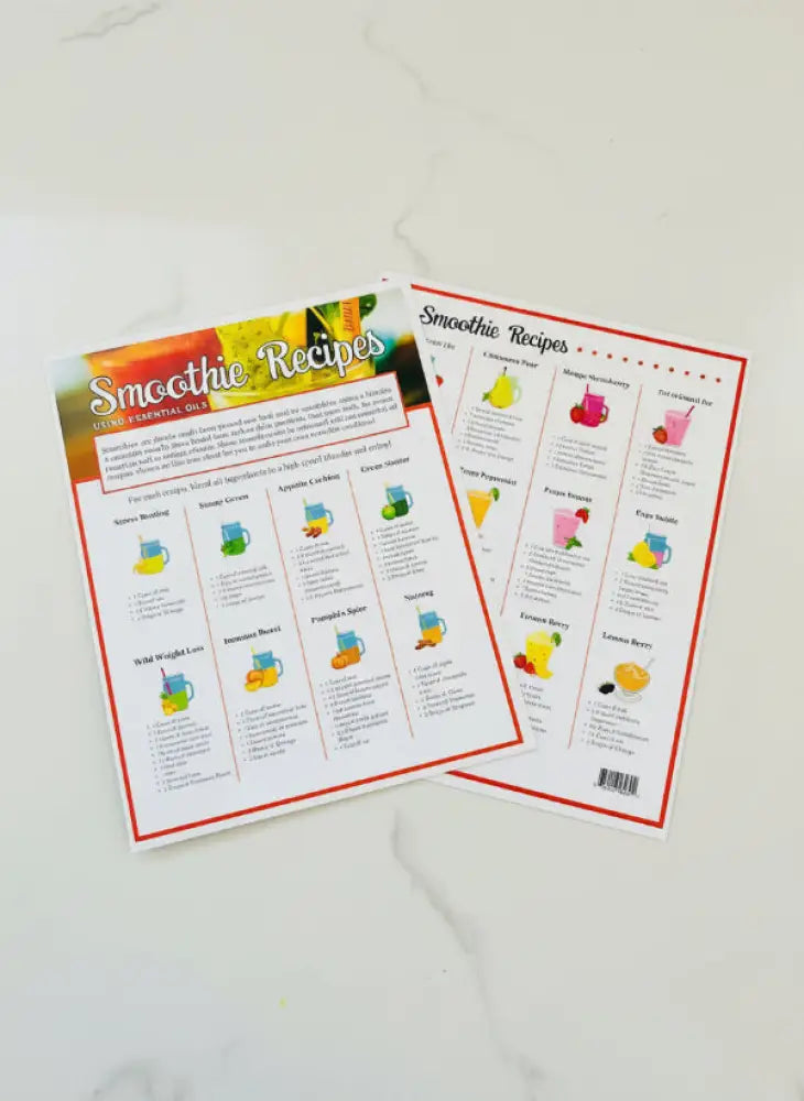 Smoothie Recipes using Essential Oils Chart (8-1/2’’ x 11’’)