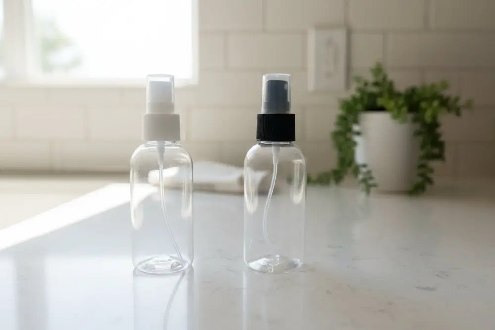 4 oz. Clear PET Boston Round Plastic Bottle (24-400 Neck Size) with Misting Sprayer