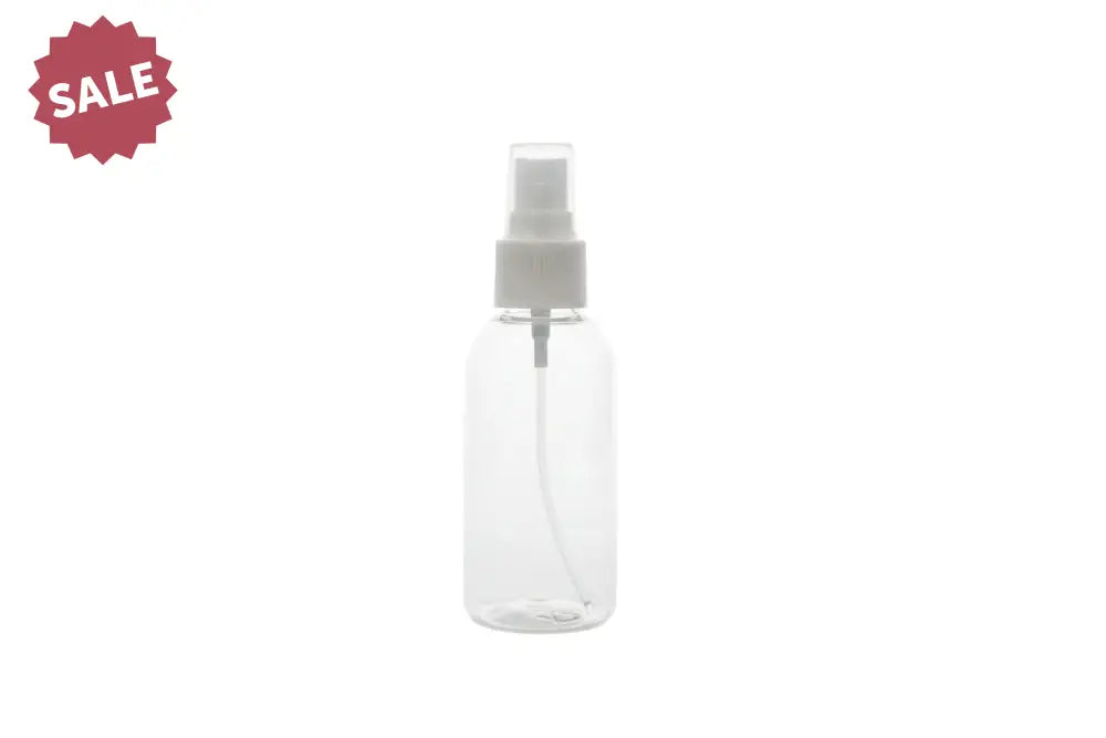 4 oz. Clear PET Boston Round Plastic Bottle (24-400 Neck Size) with Misting Sprayer White Sprayer