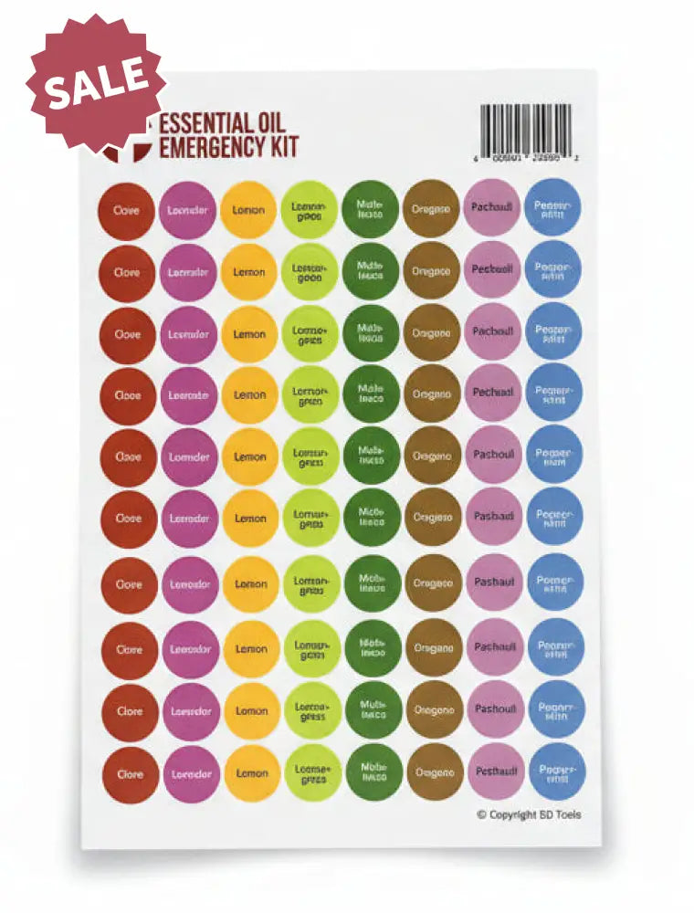 ’Essential Oil Emergency Kit’ Lid Stickers (Sheet of 88)