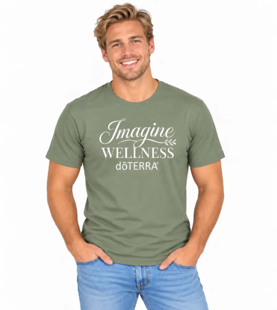 Unisex ’Imagine WELLNESS doTERRA®’ Logo Short-Sleeve T-Shirt - Light Olive / Small (S)