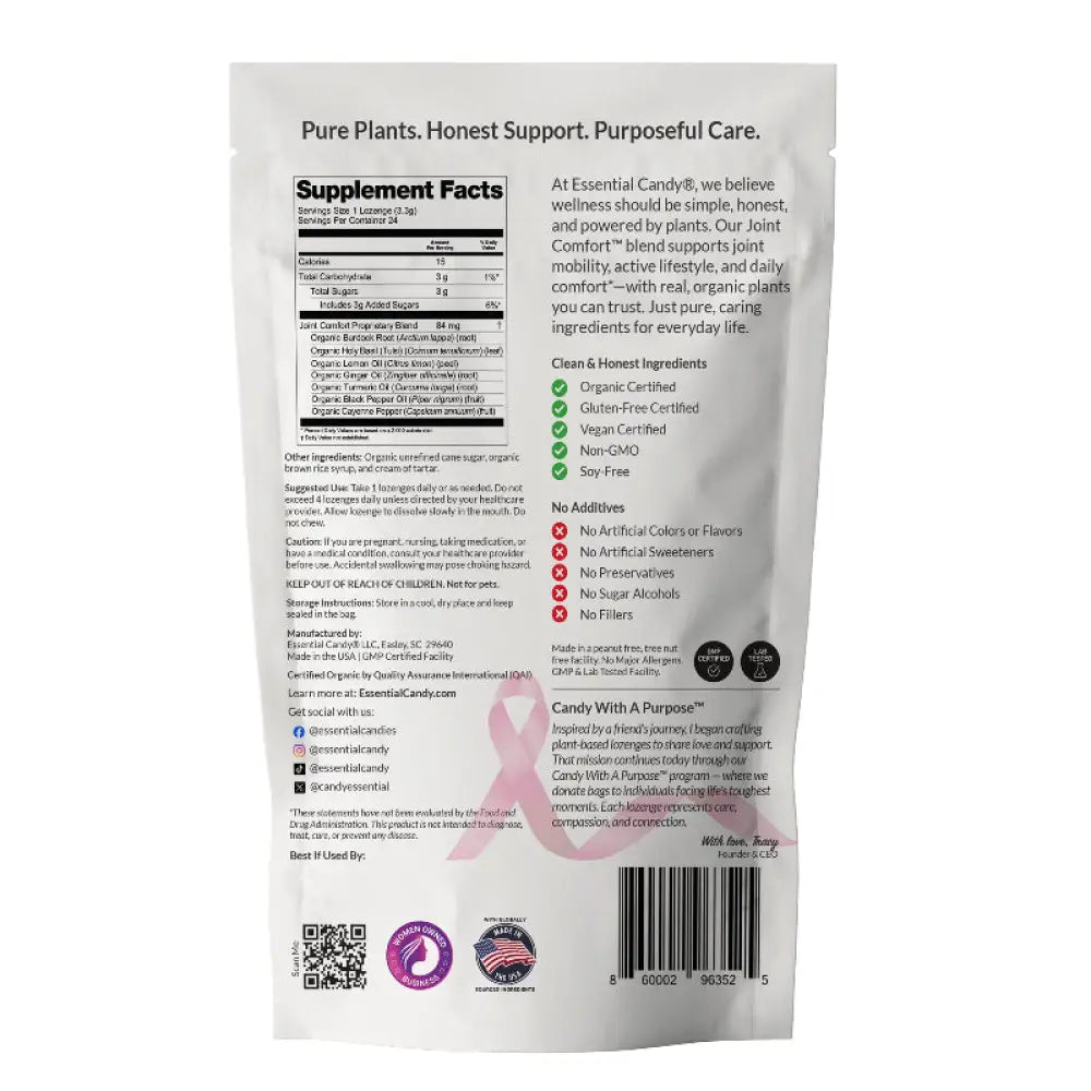Joint Comfort (Complete) Botanical Lozenges - Supports Joint Comfort &amp; Mobility - Organic Turmeric Ginger Lemon Black