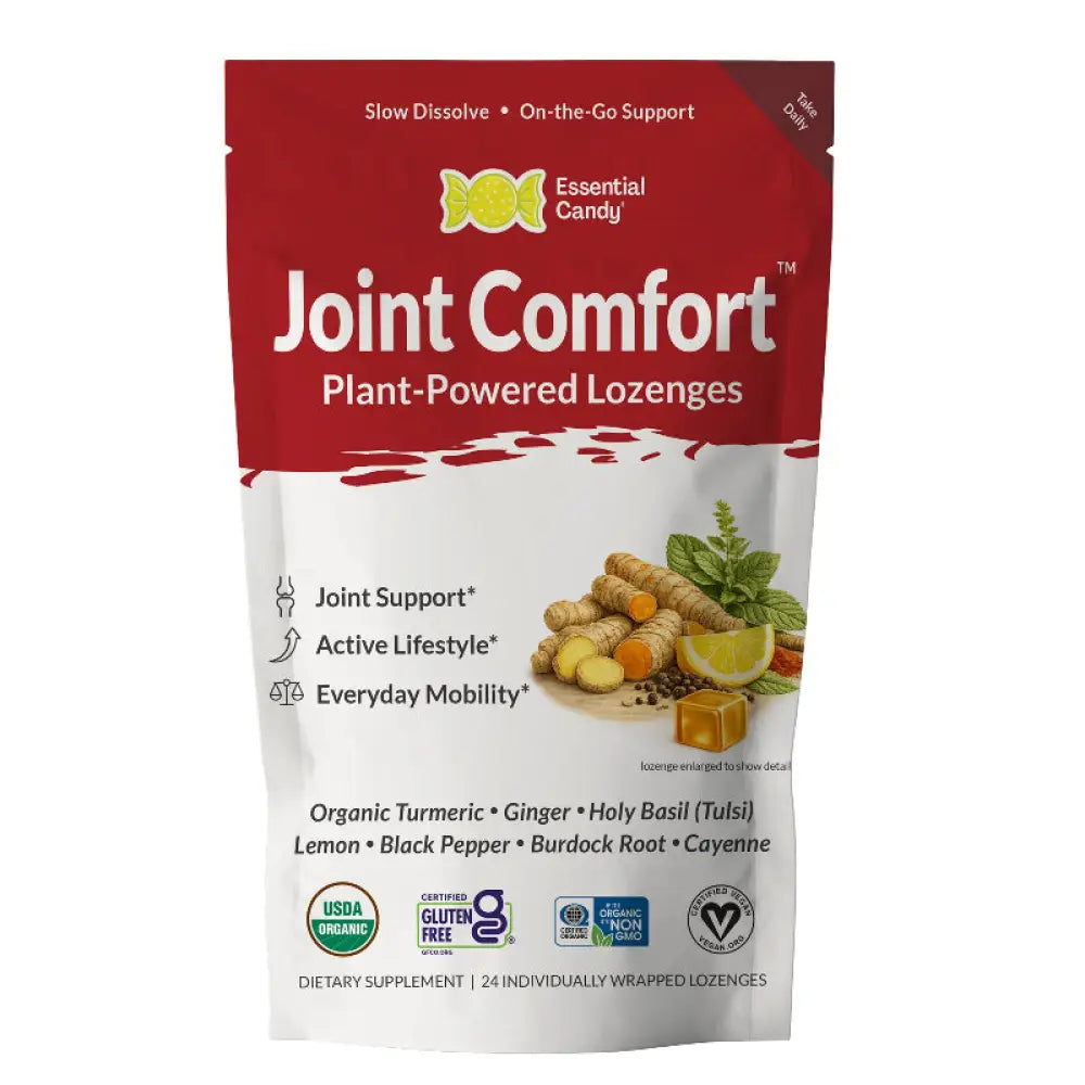 Joint Comfort Botanical Lozenges - Supports Joint Comfort & Mobility - Organic Turmeric Ginger Lemon Black Pepper