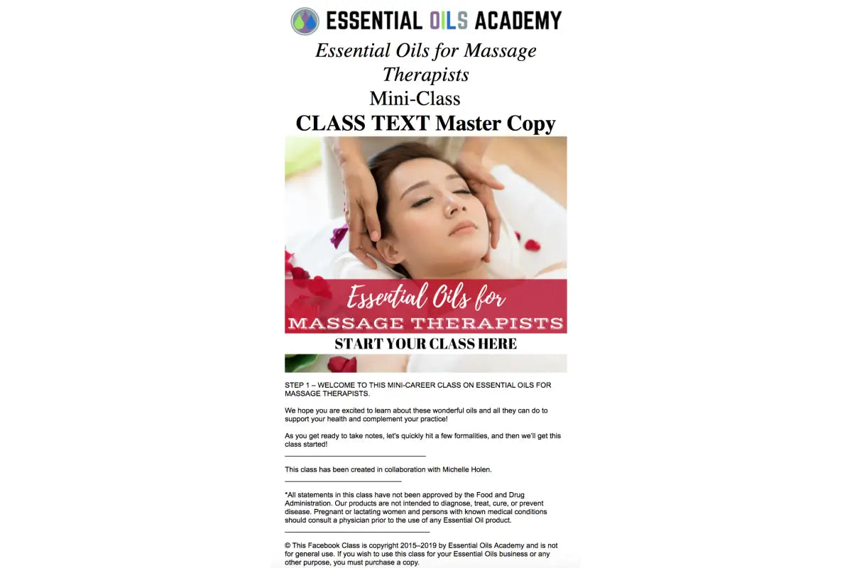 Essential Oils For Massage Therapists Oil Academy Digital Online Class