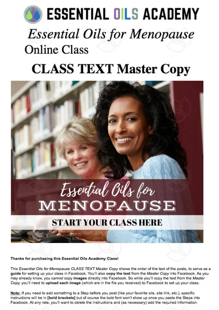 Essential Oils For Menopause Oil Academy Digital Online Class