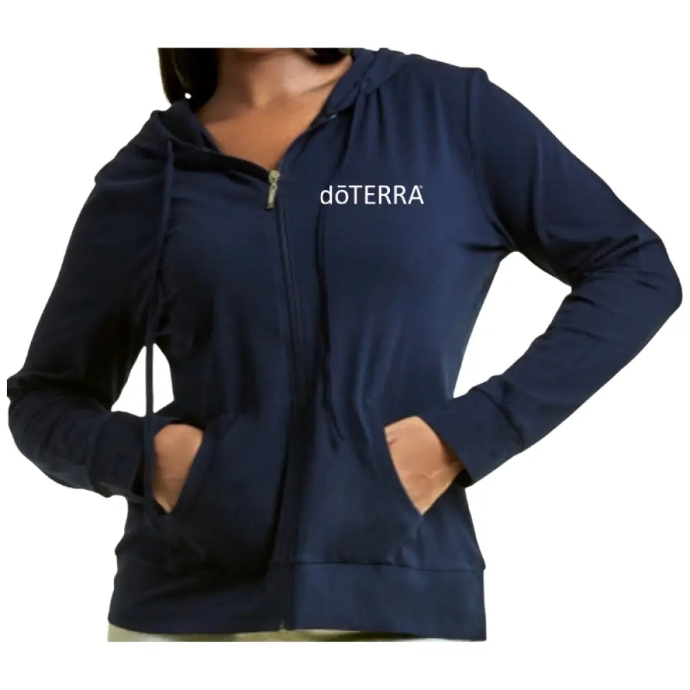 Women’s Embroidered doTERRA Logo Thin Zip-Up Hoodie Navy / Small (S)