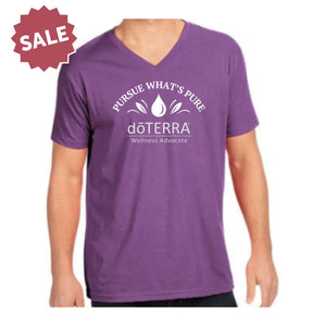 Unisex ’doTERRA® Pursue What’s Pure’ Drop Short-Sleeve V-Neck Shirt Purple Rush / Small (S)