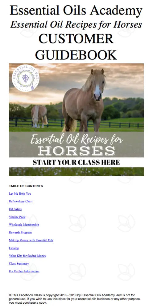 Essential Oil Recipes For Horses Academy Digital Online Class