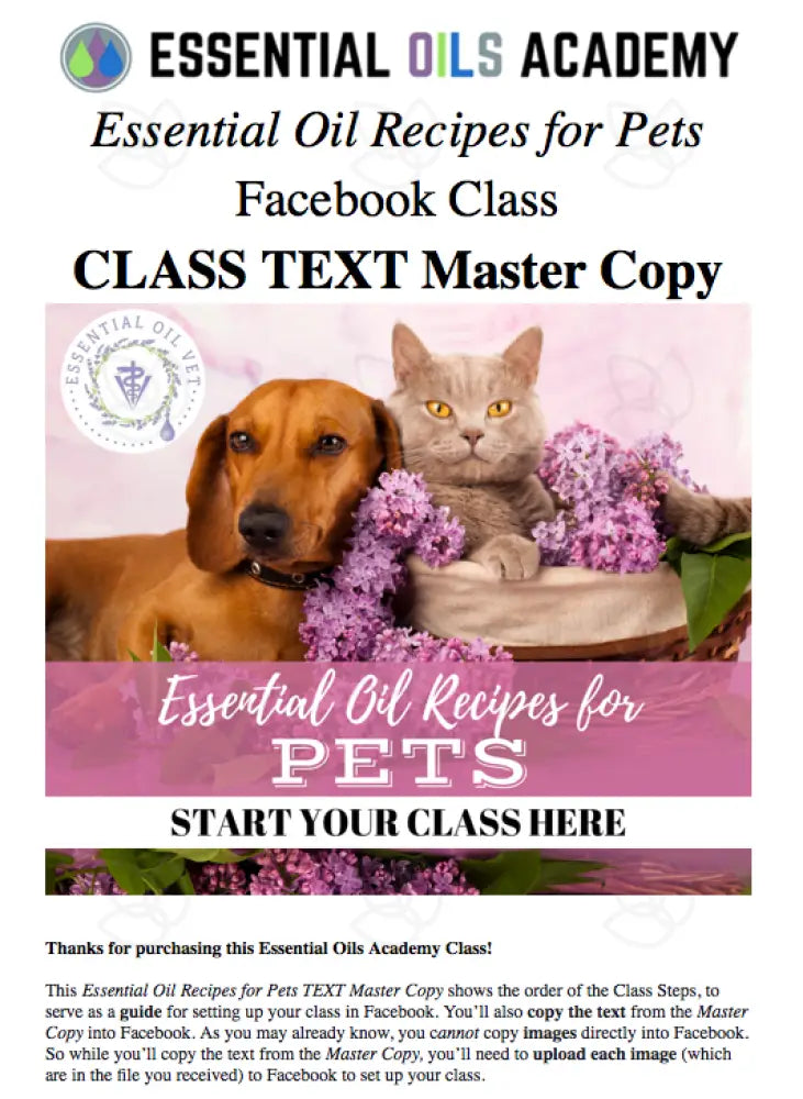 Essential Oil Recipes For Pets Academy Digital Online Class