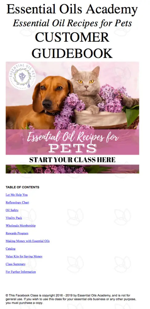 Essential Oil Recipes For Pets Academy Digital Online Class