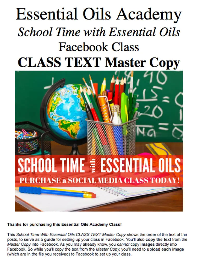 School Time And Essential Oils Oil Academy Digital Online Class