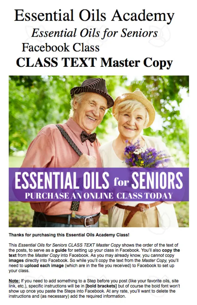 Essential Oils For Seniors Oil Academy Digital Online Class