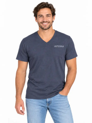 Unisex ’doTERRA®’ Logo Short-Sleeve V- Neck T-Shirt - Heather Navy / Small (S)