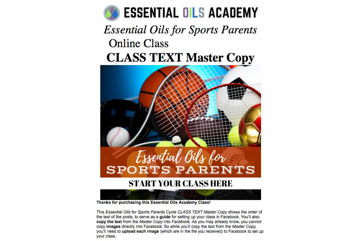 Essential Oils For Sports Parents Oil Academy Digital Online Class