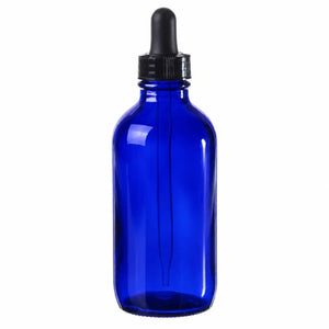 4 oz. Blue Glass Bottle with Dropper Cap