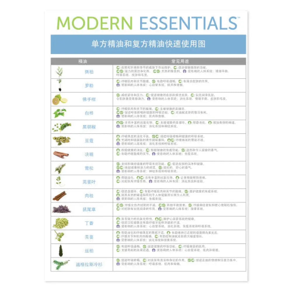 &quot;Modern Essentials: Essential Oils &amp; Blend Quick Usage Binder Chart (9 x 11&quot; x 17&quot;)