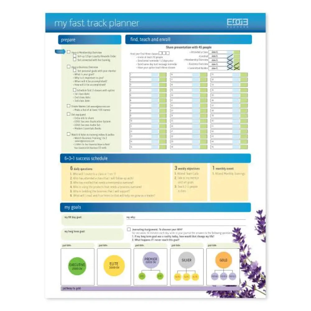 &quot;My Fast Track Planner&quot; Chart