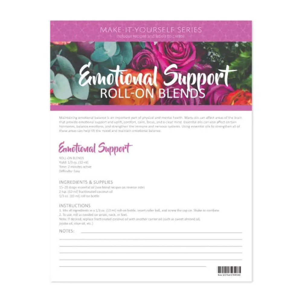 Emotional Support Make-It-Yourself Roll-On Recipes And Label Set