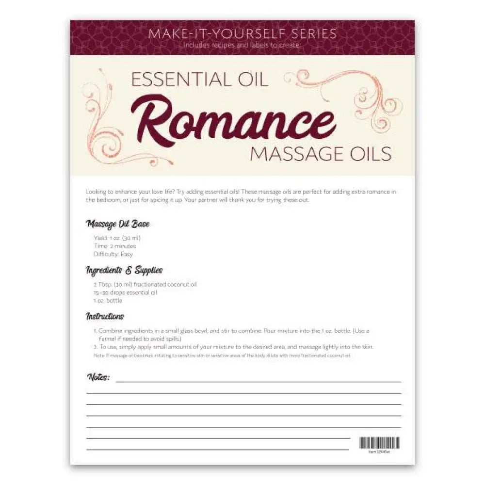 Romance Massage Blends Make-It-Yourself Recipes And Label Set