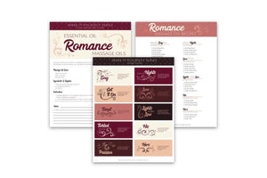 "Romance Massage Blends" Make-It-Yourself Recipes and Label Set