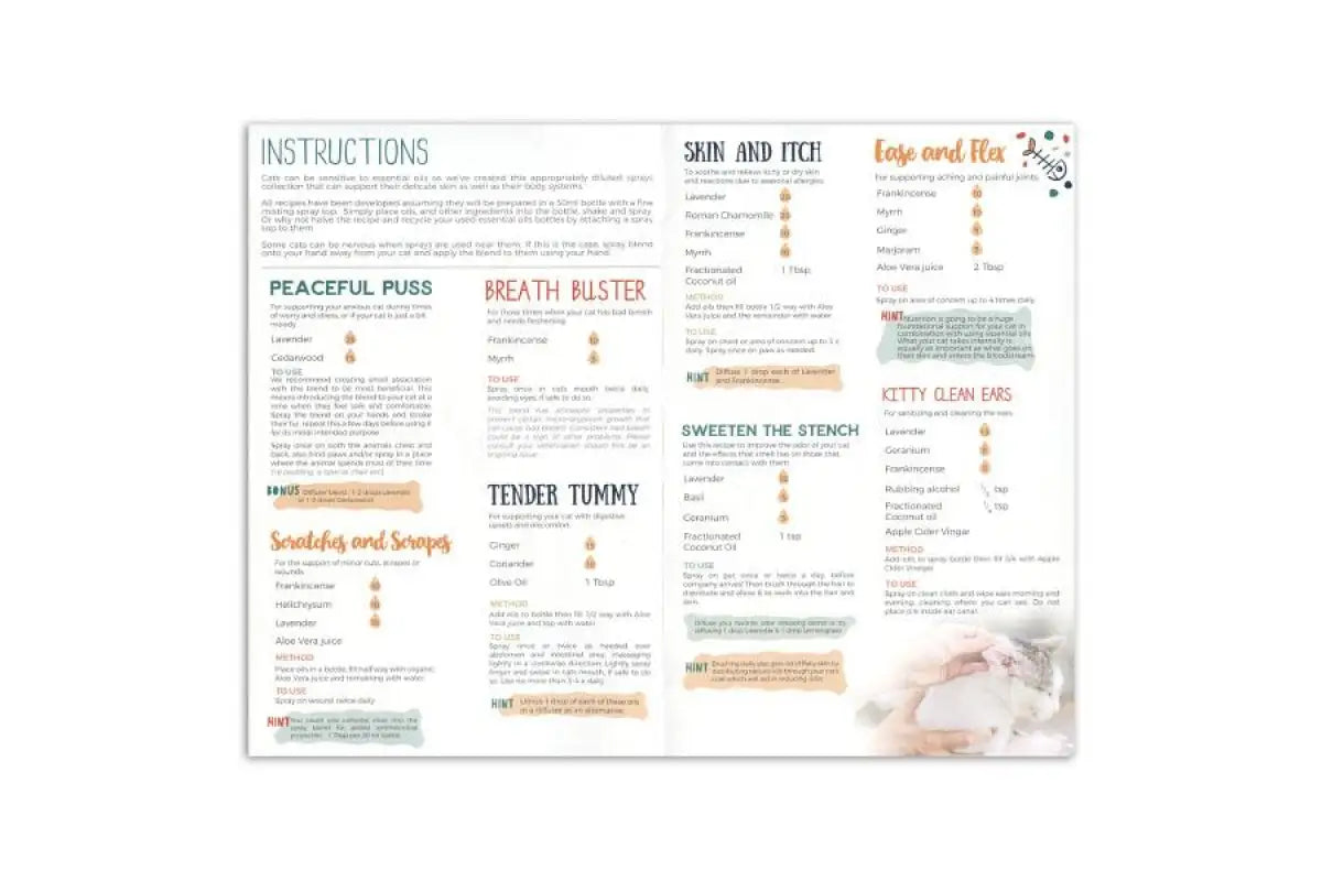 My Makes Pet Sprays For Cats Recipes And Label Set