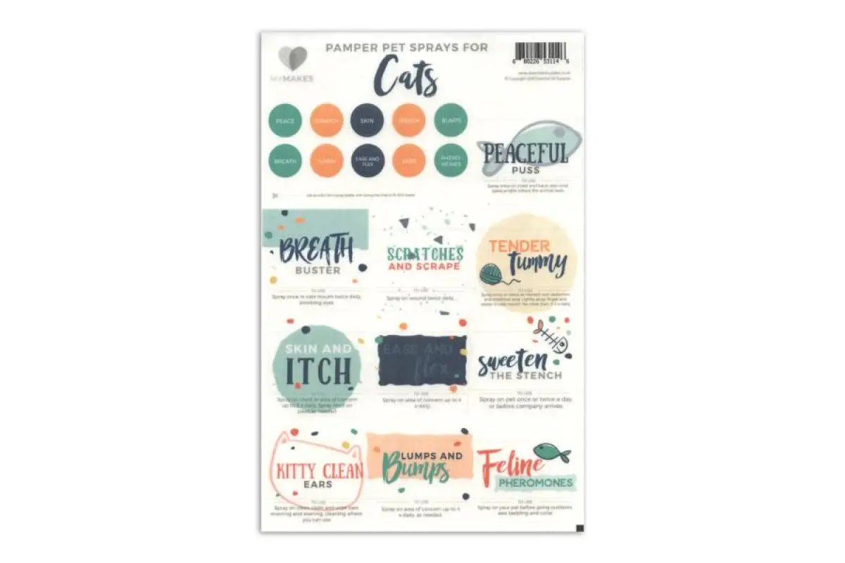 My Makes Pet Sprays For Cats Recipes And Label Set