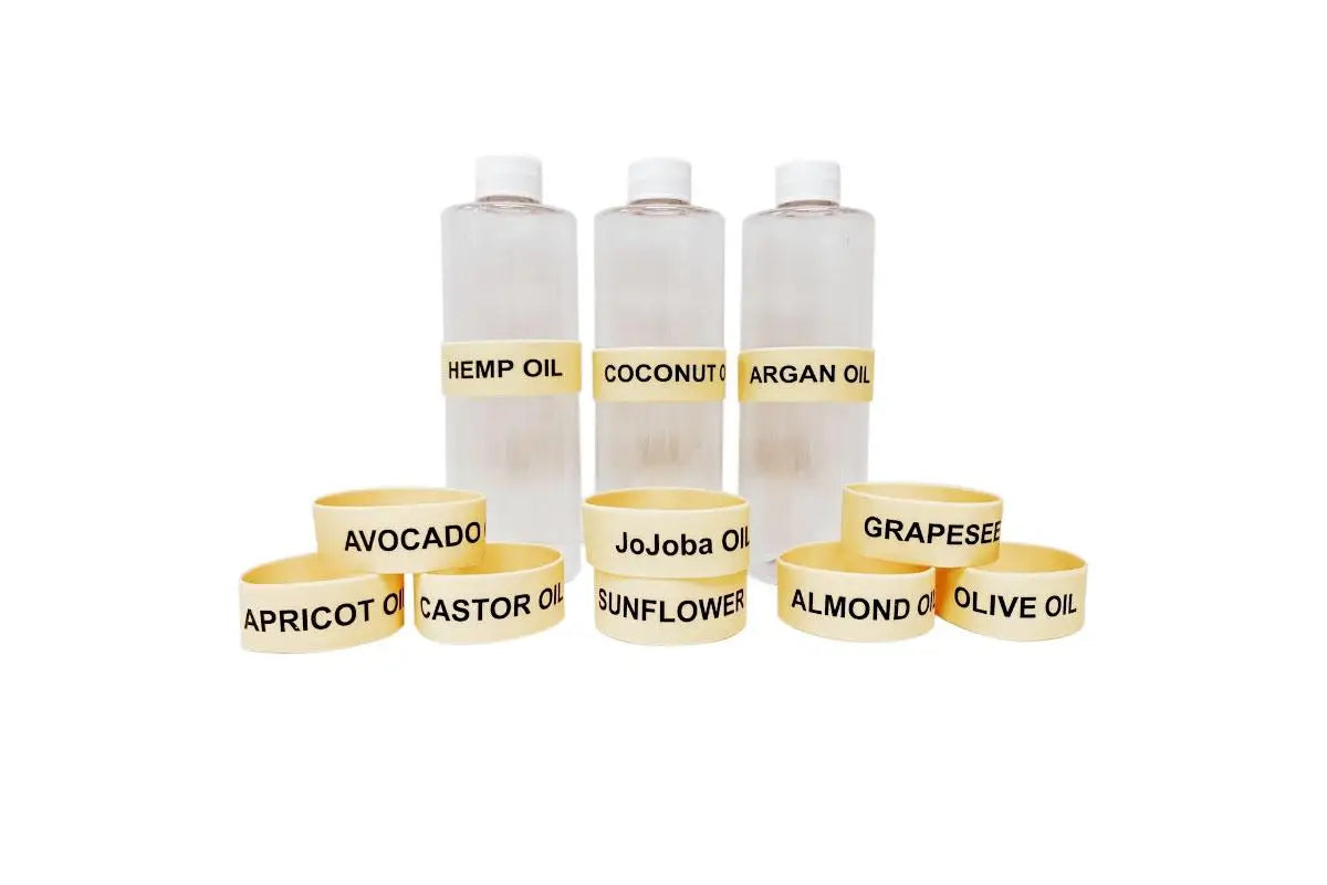 &quot;Essential Oil Label Bandz: Carrier Oils&quot; for 8 to 24 oz. Bottles (Set of 11)