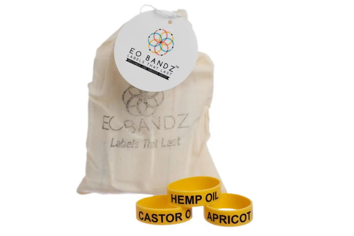 &quot;Essential Oil Label Bandz: Carrier Oils&quot; for 1 to 8 oz. Bottles (Set of 10)