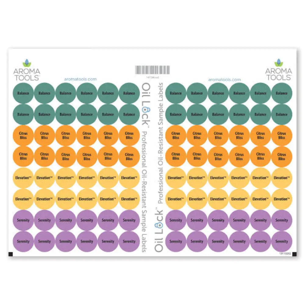 Oil Lock Circle Labels for Sample Vials of Mood Management Blends (Set of 96)