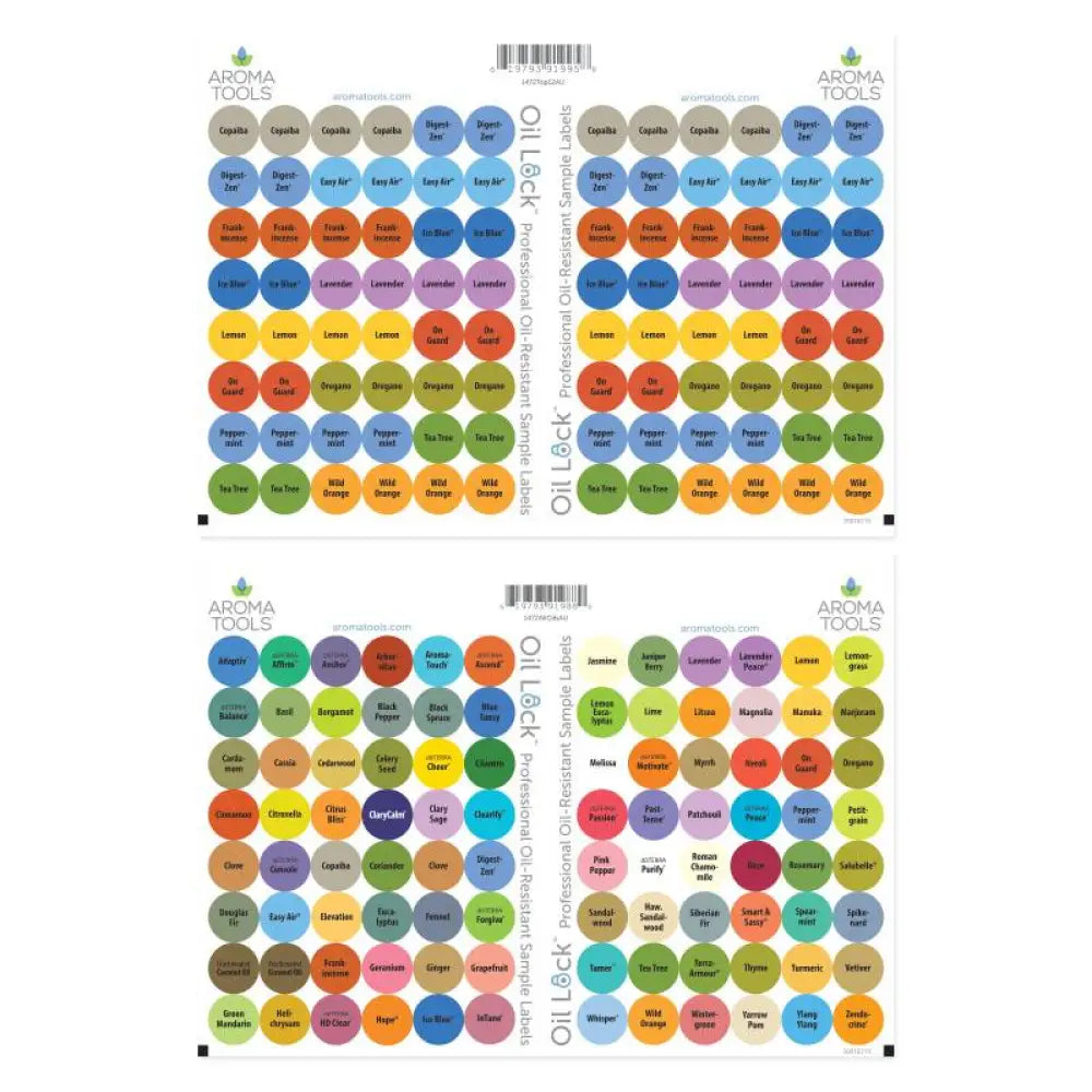 Oil Lock Circle Labels for Sample Vials of All Australian doTERRA Oils and Blends (Set of 192)