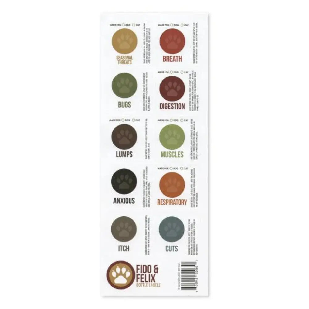 Fido &amp; Felix Waterproof Label Set (Sheet Of 10)