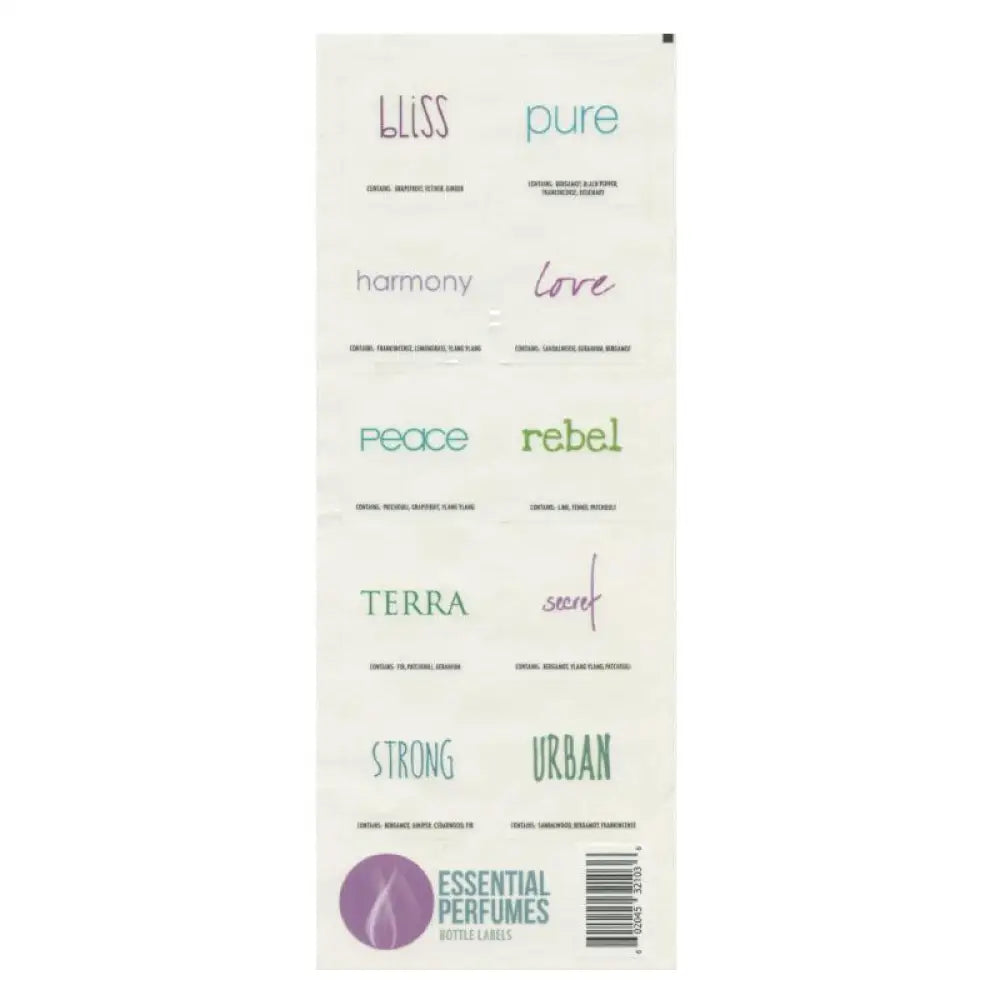 &quot;Essential Perfumes&quot; Labels (Sheet of 10)