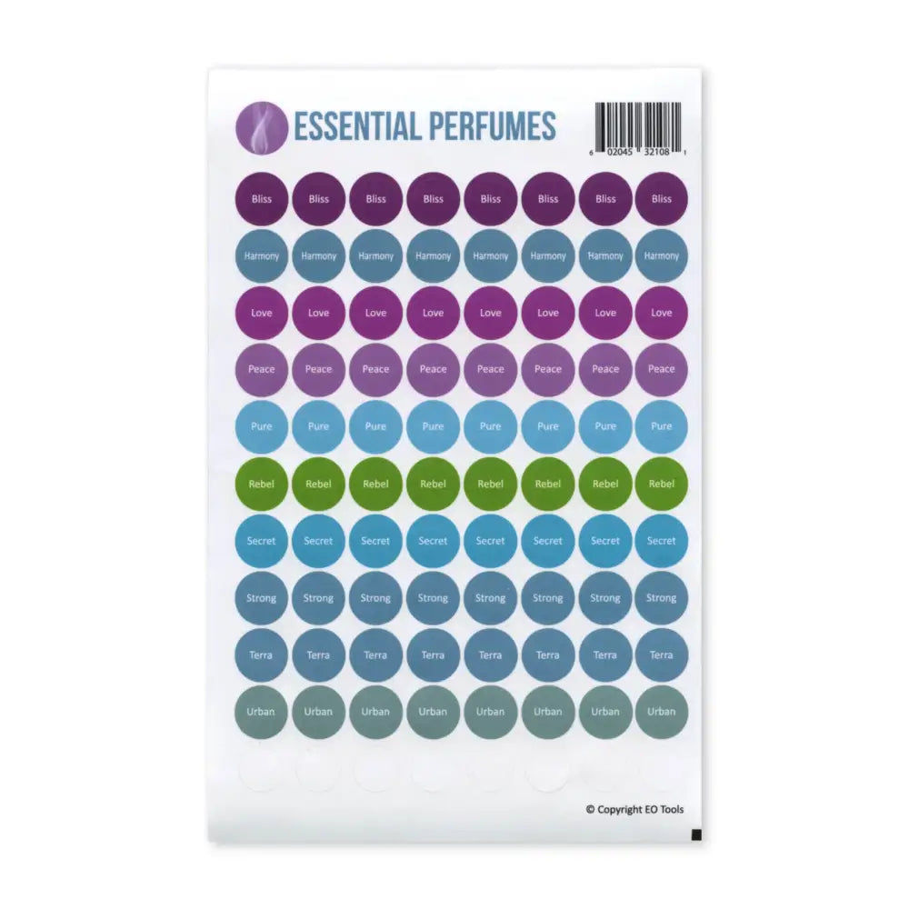 Essential Perfumes Lid Stickers (Sheet Of 88)