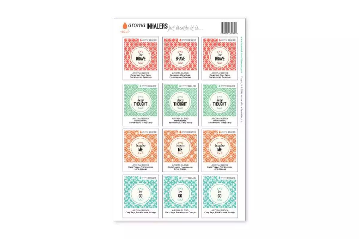&quot;Aroma Inhalers&quot; Waterproof Label Sets (Sheets of 12)